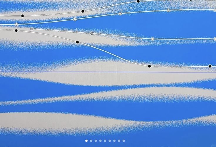 Abstract illustration of wavy blue and white bands with node points and connecting curves, evoking a data or vector field